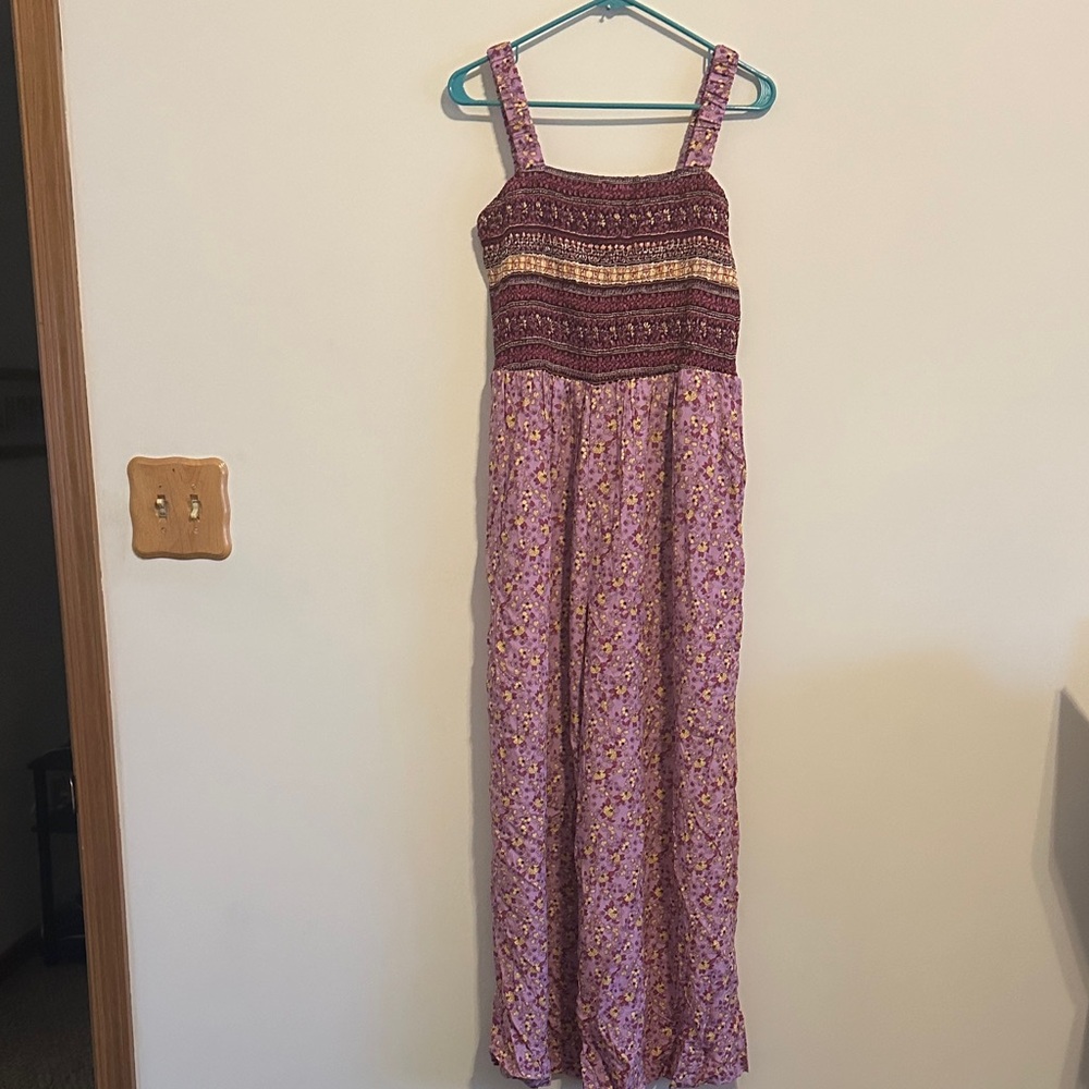 Purple floral romper